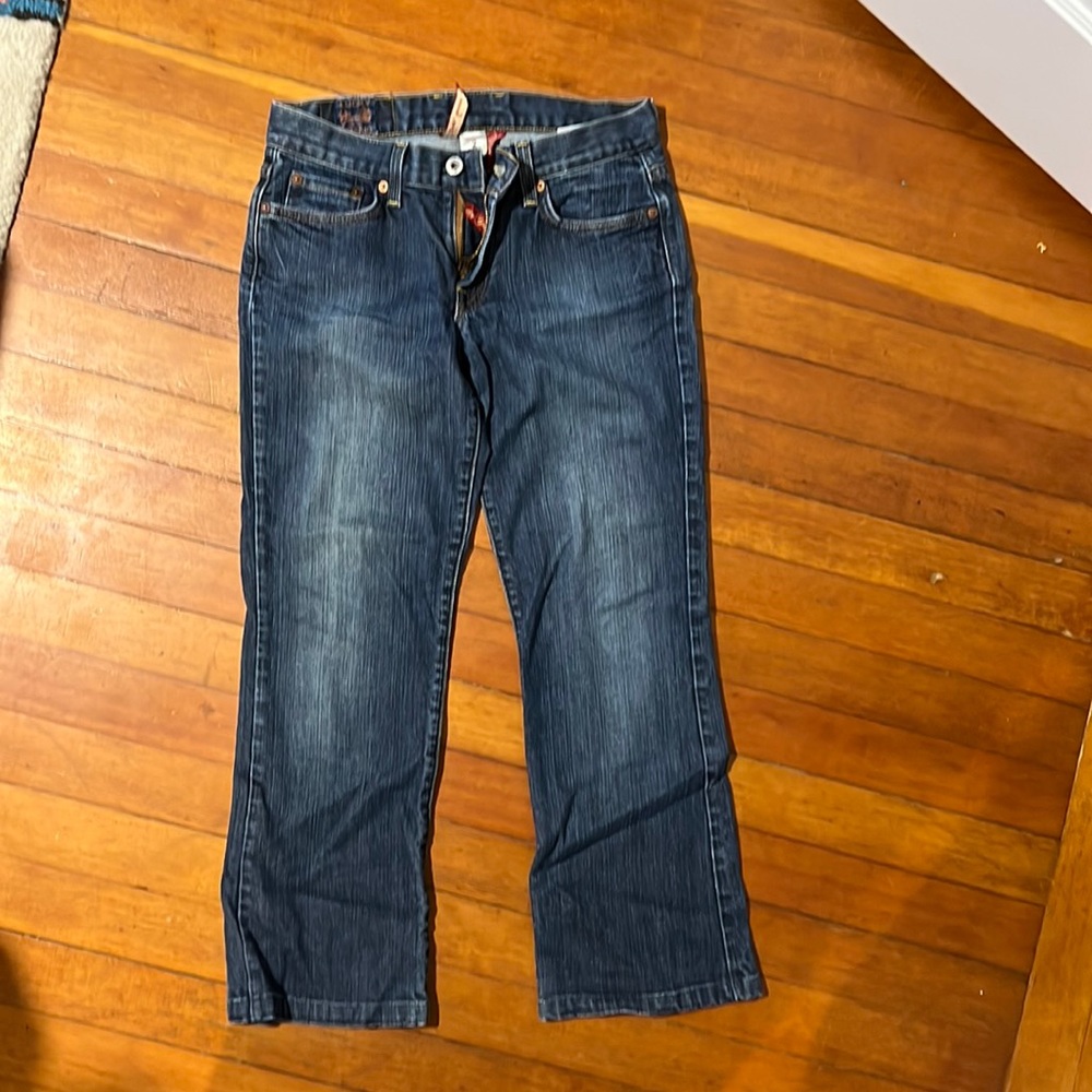 Cropped, wide bottom jeans